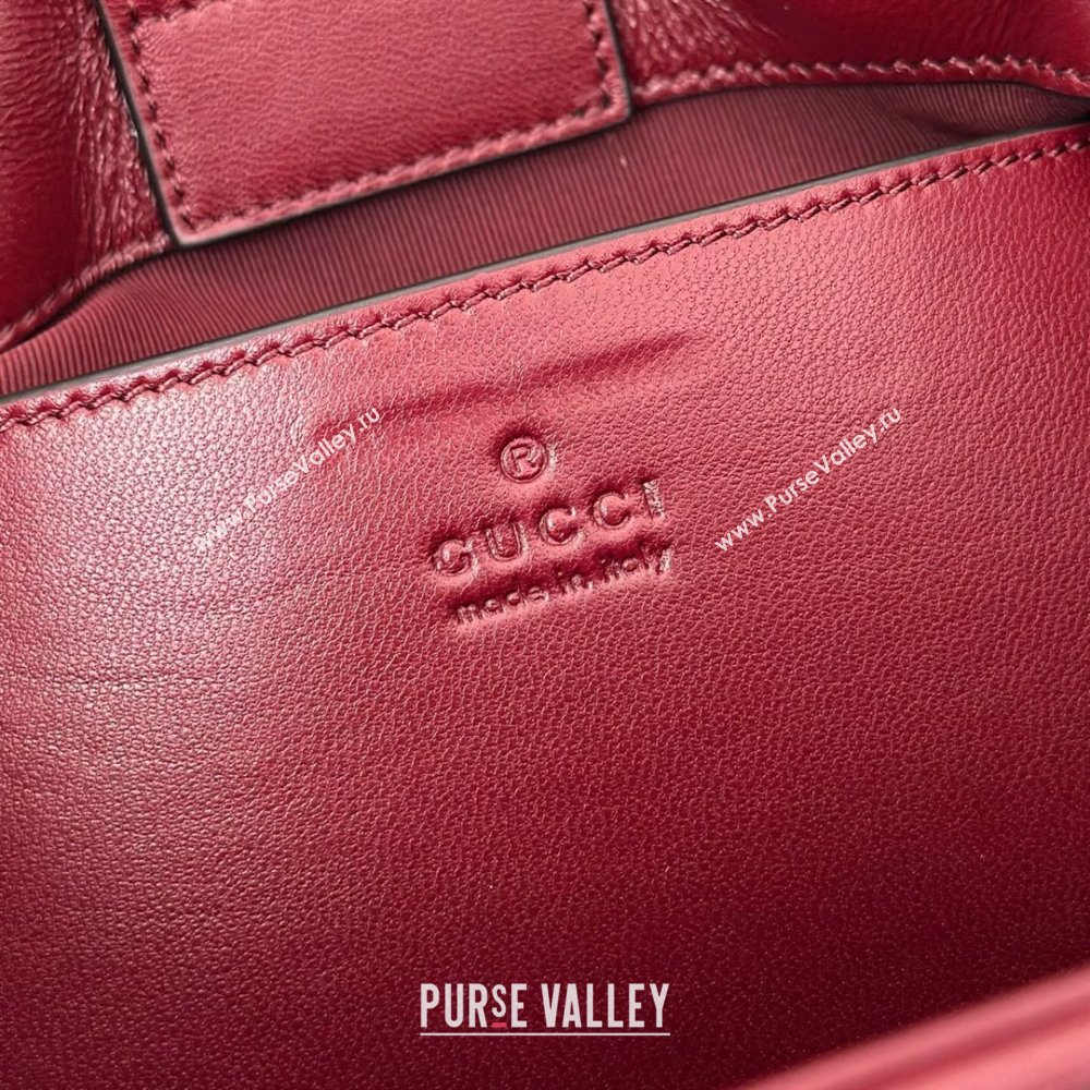 Gucci Betty Chevron Leathe Small Tote Bag Red 2025 847386 (DLH-250930067)