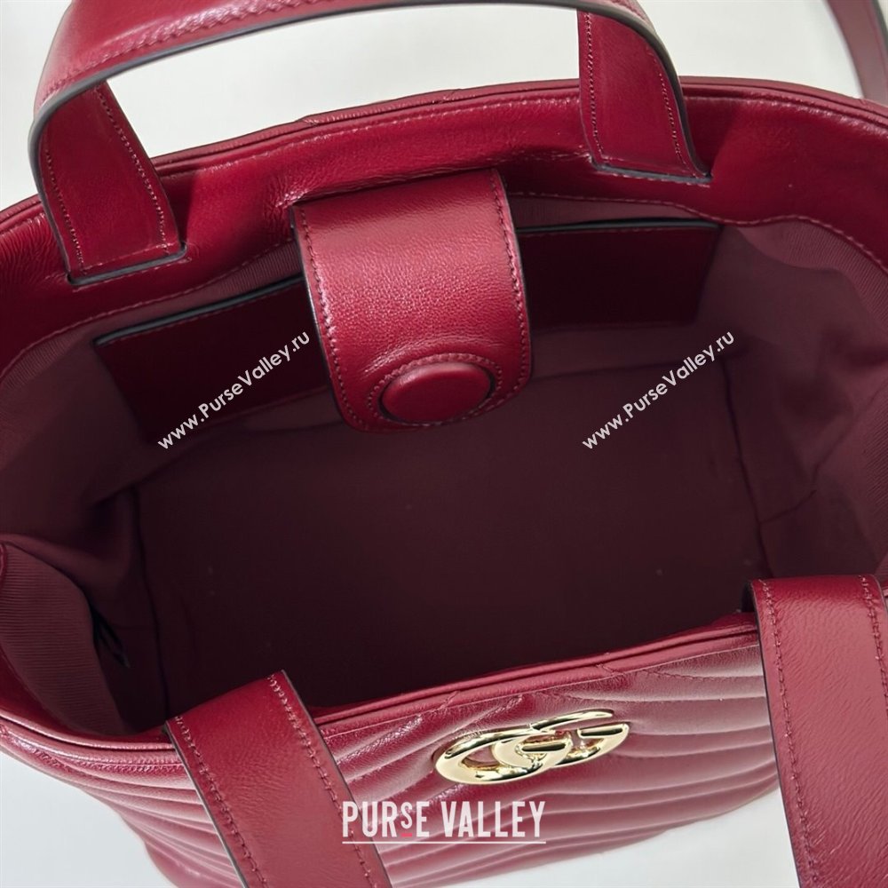 Gucci Betty Chevron Leathe Small Tote Bag Red 2025 847386 (DLH-250930067)