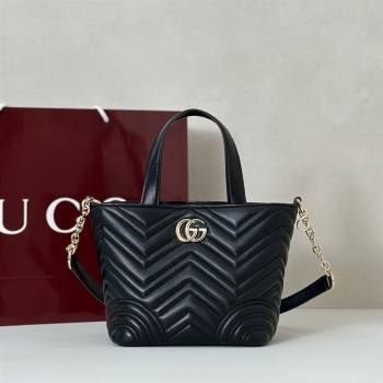 Gucci Betty Chevron Leathe Small Tote Bag Black 2025 847386 (DLH-250930066)