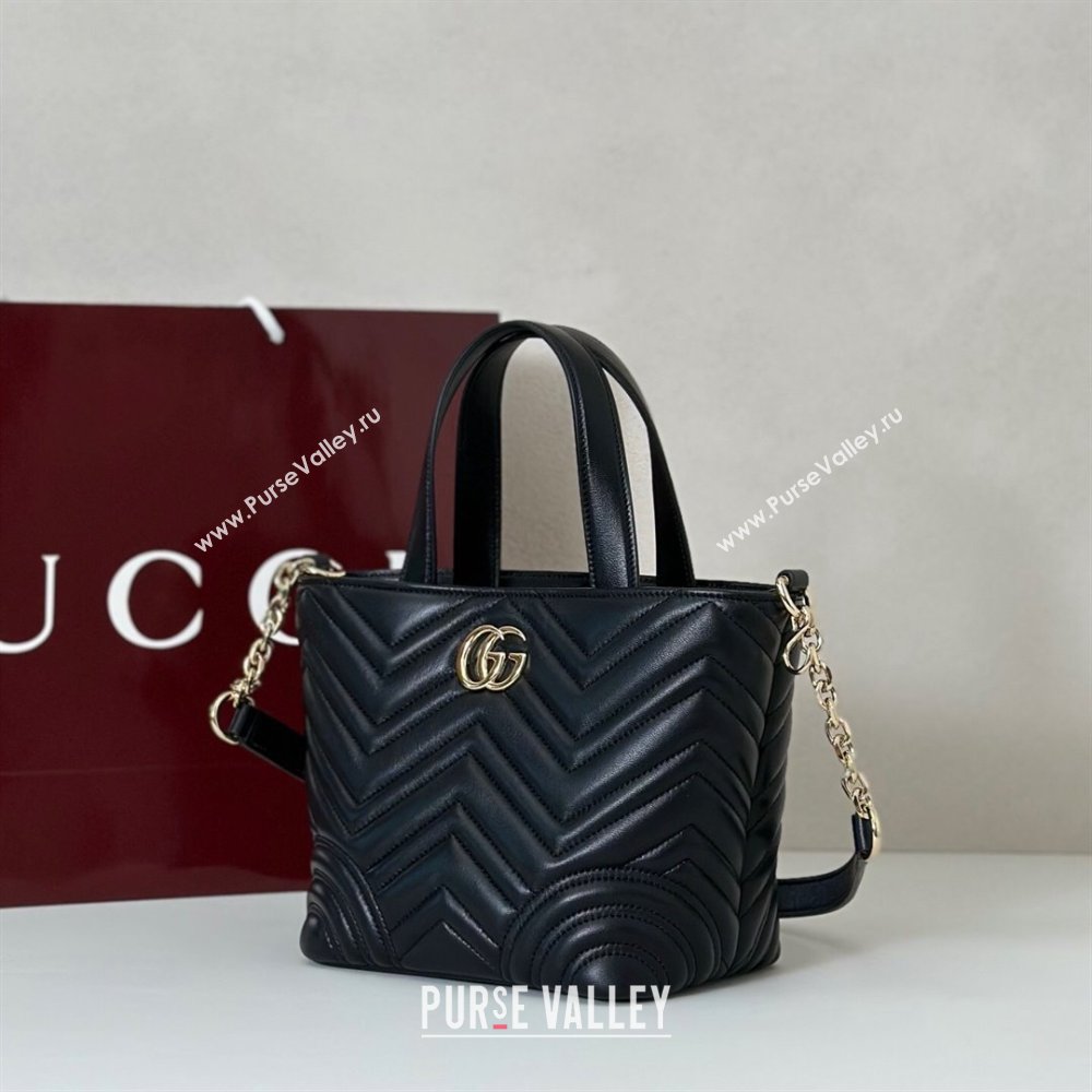 Gucci Betty Chevron Leathe Small Tote Bag Black 2025 847386 (DLH-250930066)