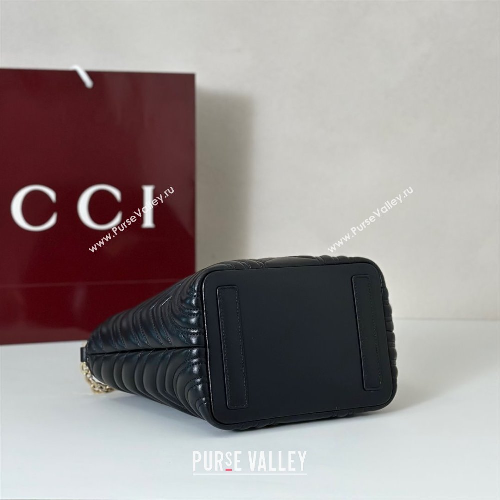 Gucci Betty Chevron Leathe Small Tote Bag Black 2025 847386 (DLH-250930066)