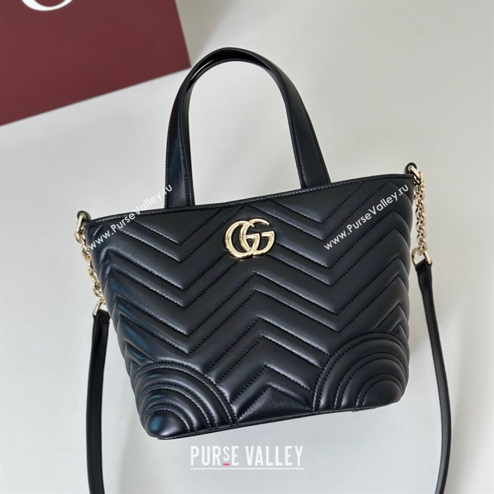 Gucci Betty Chevron Leathe Small Tote Bag Black 2025 847386 (DLH-250930066)