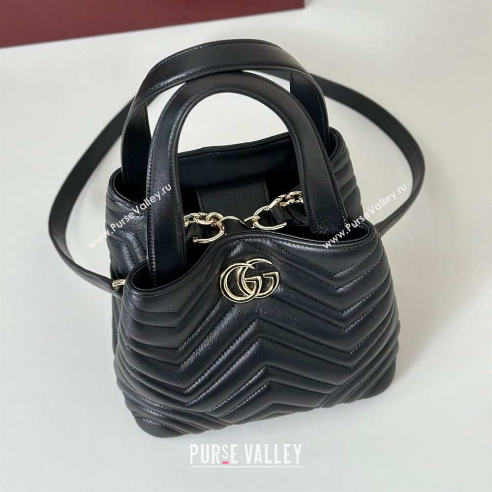 Gucci Betty Chevron Leathe Small Tote Bag Black 2025 847386 (DLH-250930066)