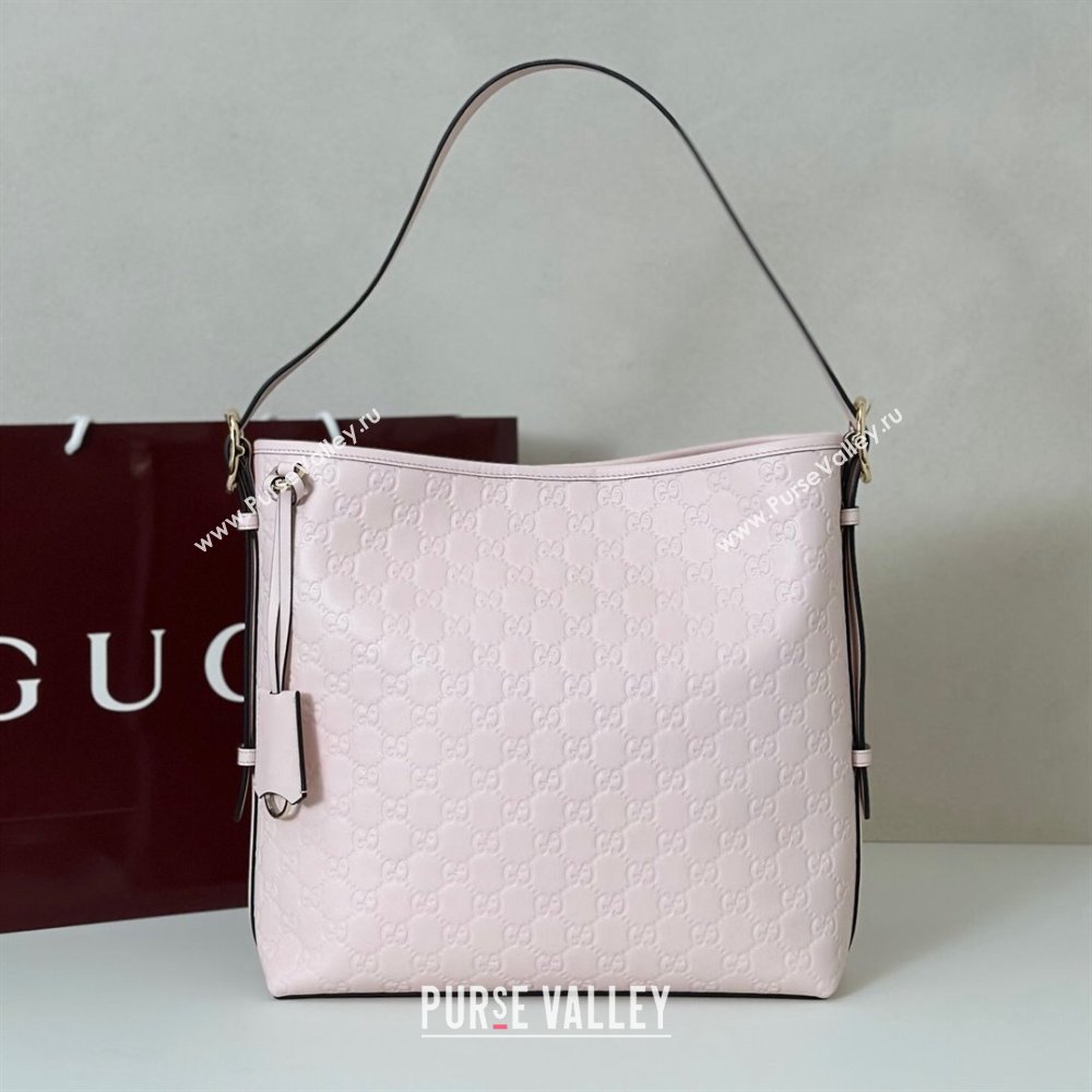 Gucci GG Leather Emblem medium shoulder bag Light Pink 2025 847452 (DLH-250930085)