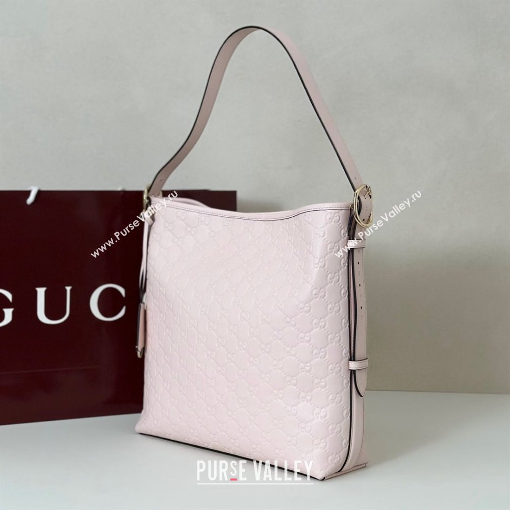 Gucci GG Leather Emblem medium shoulder bag Light Pink 2025 847452 (DLH-250930085)