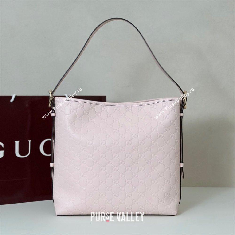 Gucci GG Leather Emblem medium shoulder bag Light Pink 2025 847452 (DLH-250930085)