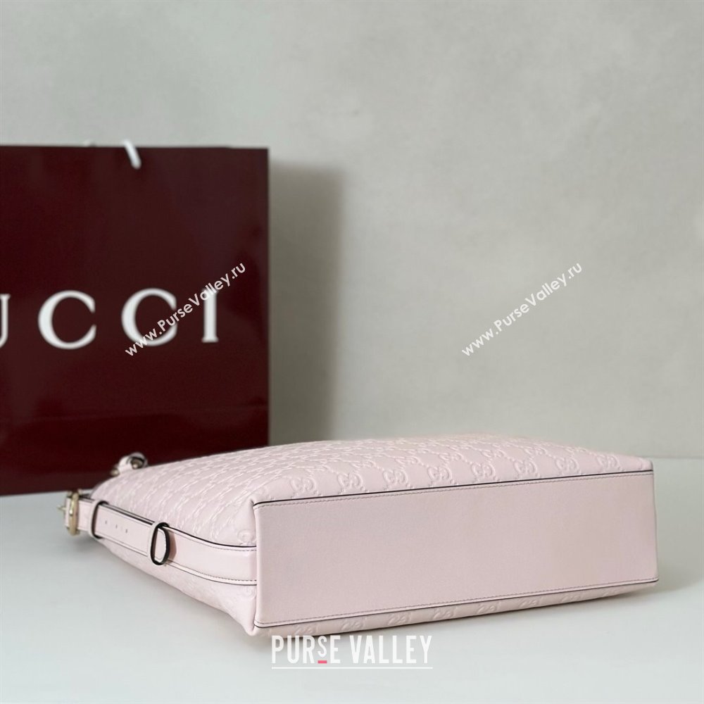 Gucci GG Leather Emblem medium shoulder bag Light Pink 2025 847452 (DLH-250930085)