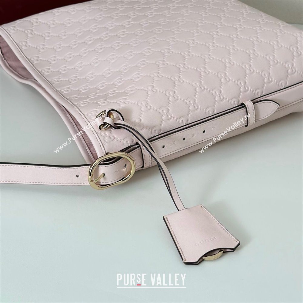Gucci GG Leather Emblem medium shoulder bag Light Pink 2025 847452 (DLH-250930085)