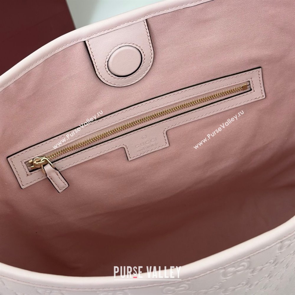 Gucci GG Leather Emblem medium shoulder bag Light Pink 2025 847452 (DLH-250930085)