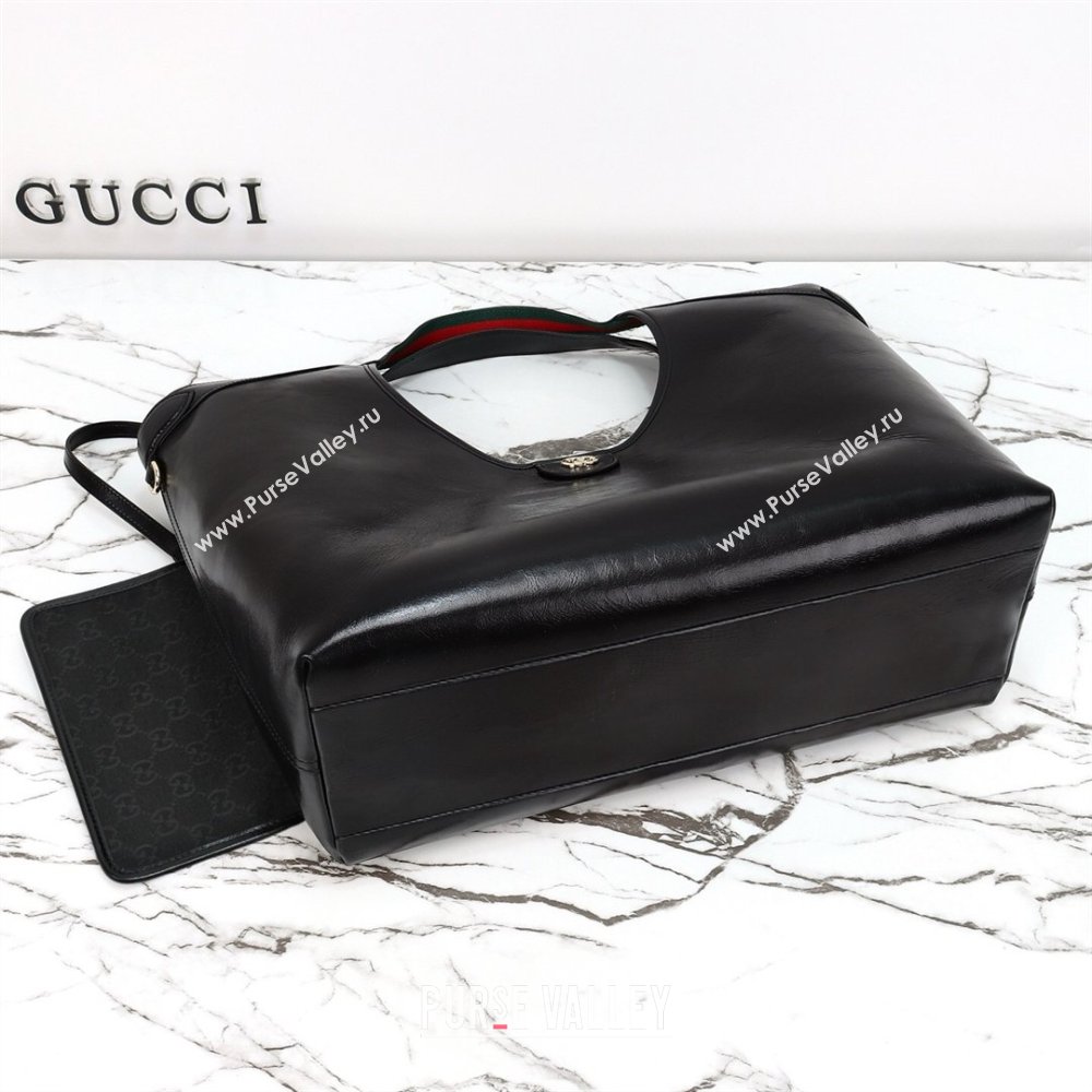 Gucci Giglio Large Tote Bag in Glossy Leather 853971 Black 2026 (DLH-260127087)