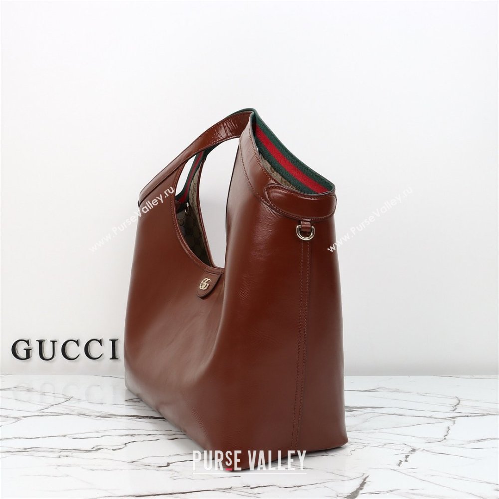 Gucci Giglio Large Tote Bag in Glossy Leather 853971 Dark Brown 2026 (DLH-260127088)
