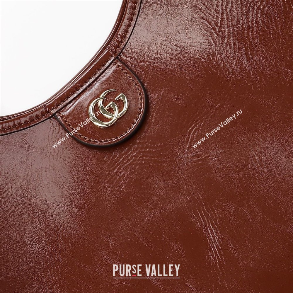 Gucci Giglio Large Tote Bag in Glossy Leather 853971 Dark Brown 2026 (DLH-260127088)