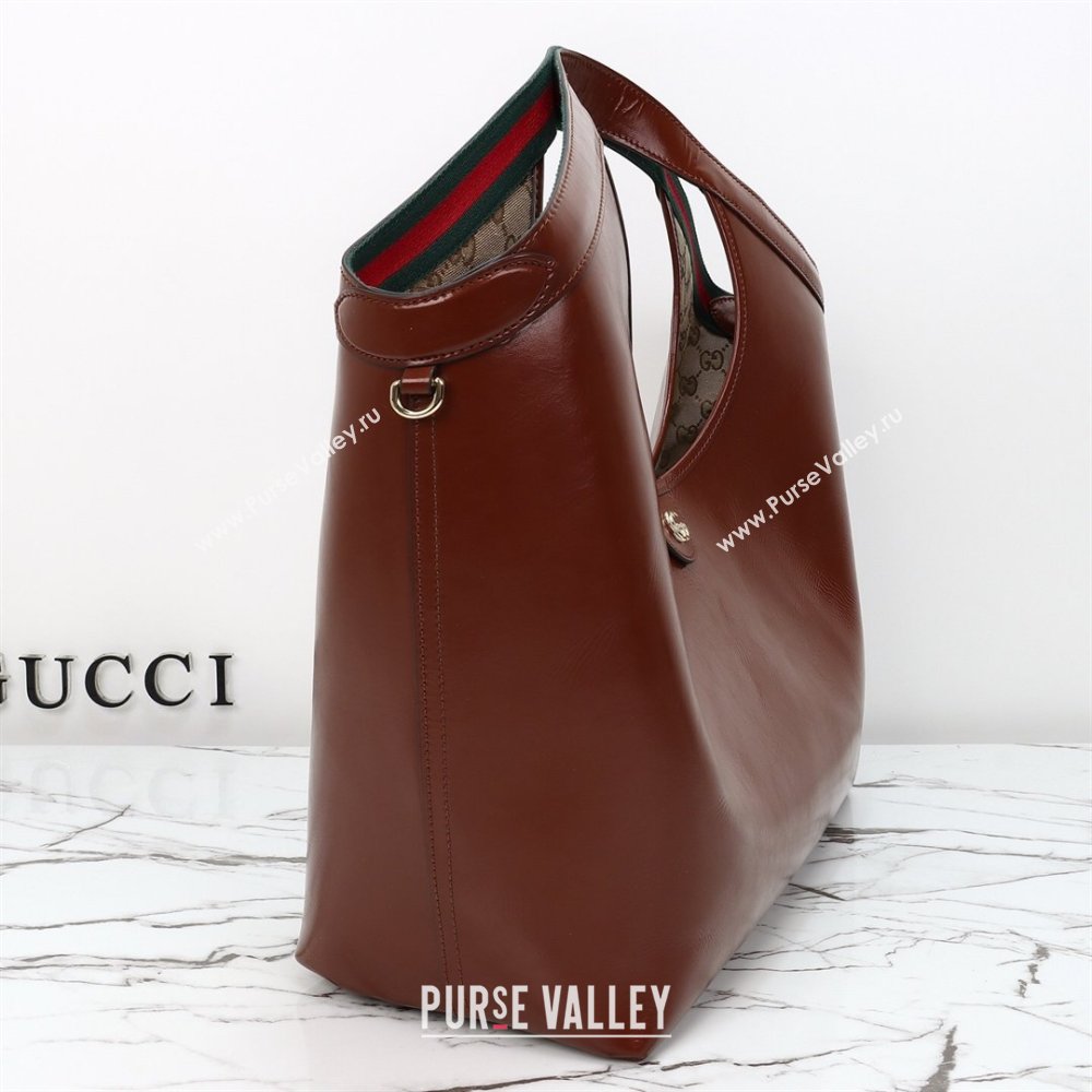 Gucci Giglio Large Tote Bag in Glossy Leather 853971 Dark Brown 2026 (DLH-260127088)