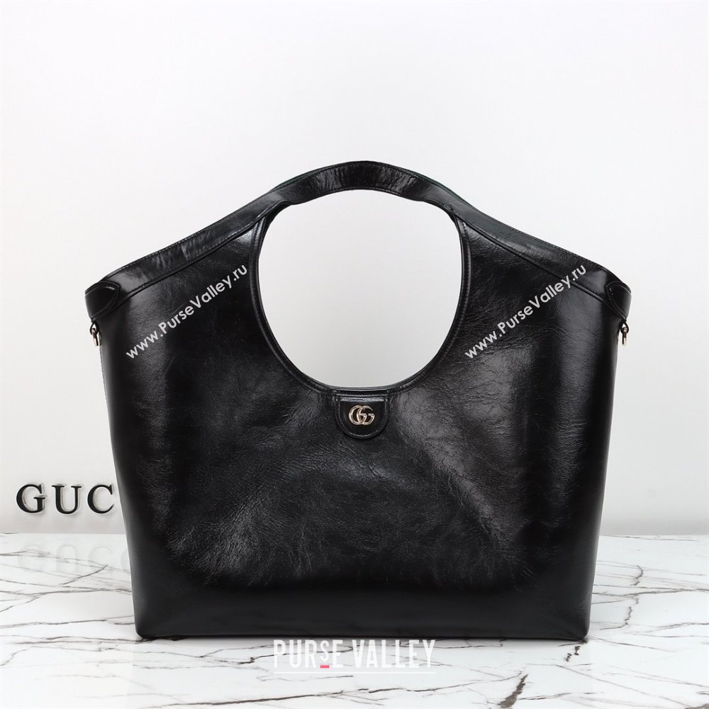Gucci Giglio Large Tote Bag in Glossy Leather 853971 Black 2026 (DLH-260127087)