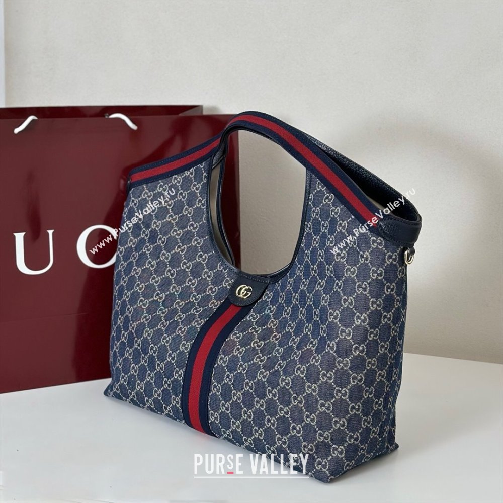 Gucci Giglio Large Tote Bag in GG Denim 853971 Navy Blue 2025 (DLH-251124068)