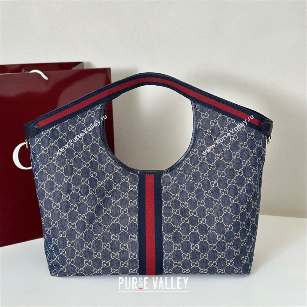Gucci Giglio Large Tote Bag in GG Denim 853971 Navy Blue 2025 (DLH-251124068)