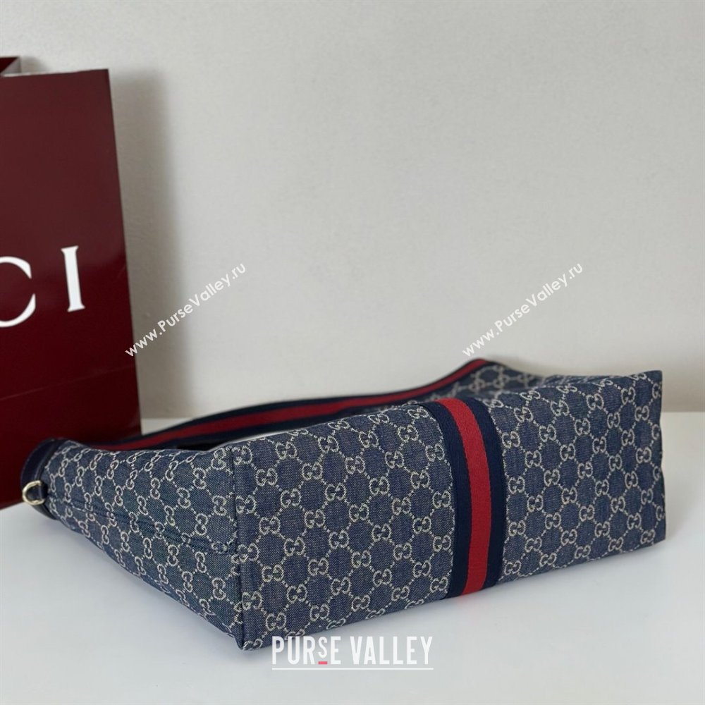 Gucci Giglio Large Tote Bag in GG Denim 853971 Navy Blue 2025 (DLH-251124068)