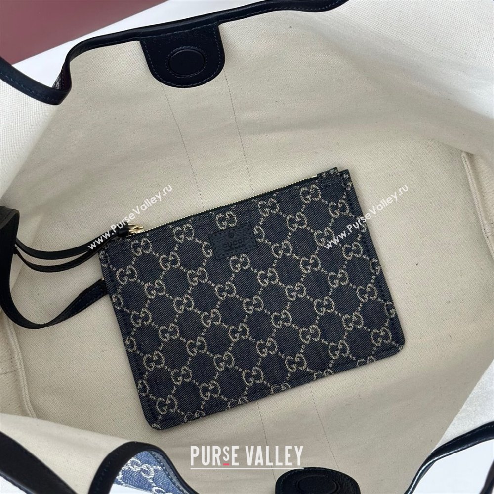 Gucci Giglio Large Tote Bag in GG Denim 853971 Navy Blue 2025 (DLH-251124068)