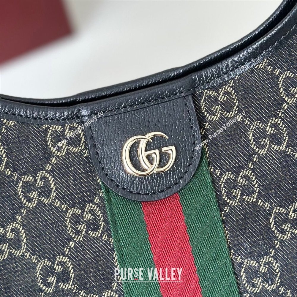 Gucci Giglio Large Tote Bag in GG Denim 853971 Black 2025 (DLH-251124071)