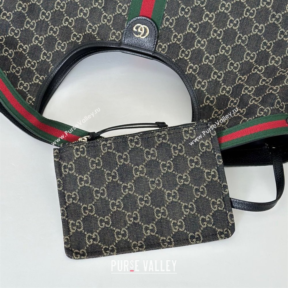 Gucci Giglio Large Tote Bag in GG Denim 853971 Black 2025 (DLH-251124071)