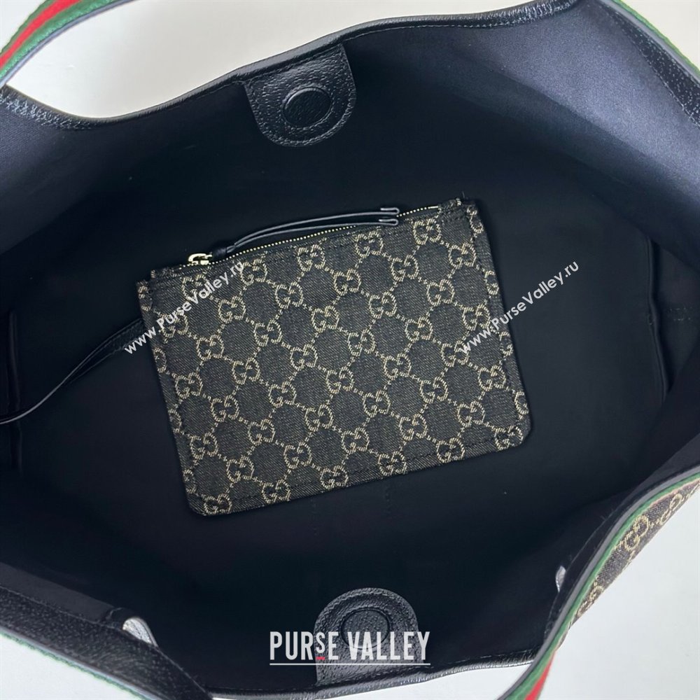 Gucci Giglio Large Tote Bag in GG Denim 853971 Black 2025 (DLH-251124071)