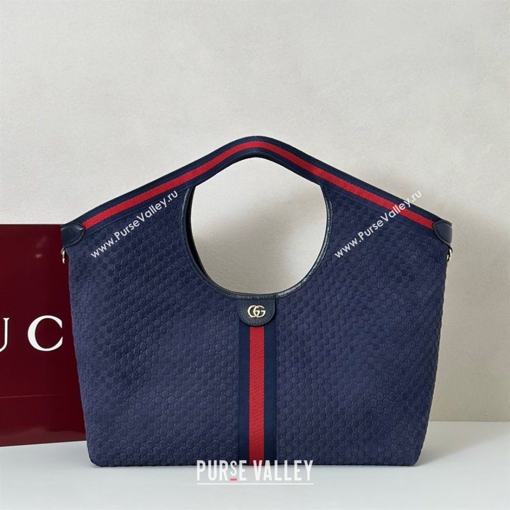 Gucci Giglio Large Tote Bag in GG Suede Navy Blue 853971 2025 (DLH-251124072)