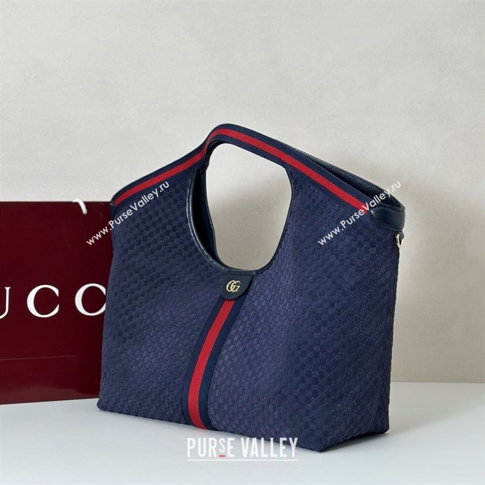 Gucci Giglio Large Tote Bag in GG Suede Navy Blue 853971 2025 (DLH-251124072)