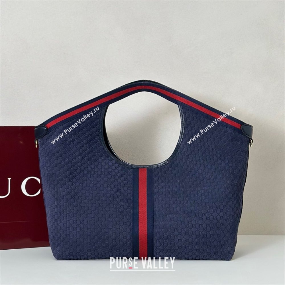 Gucci Giglio Large Tote Bag in GG Suede Navy Blue 853971 2025 (DLH-251124072)