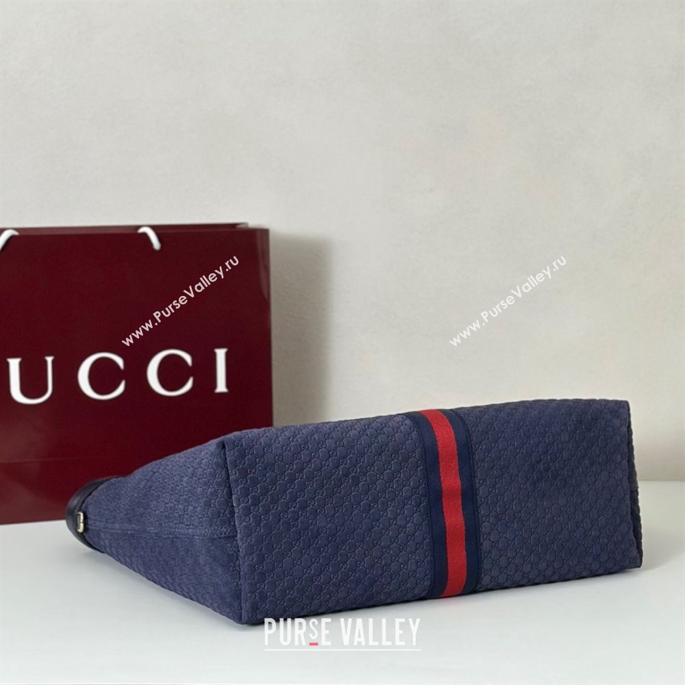 Gucci Giglio Large Tote Bag in GG Suede Navy Blue 853971 2025 (DLH-251124072)