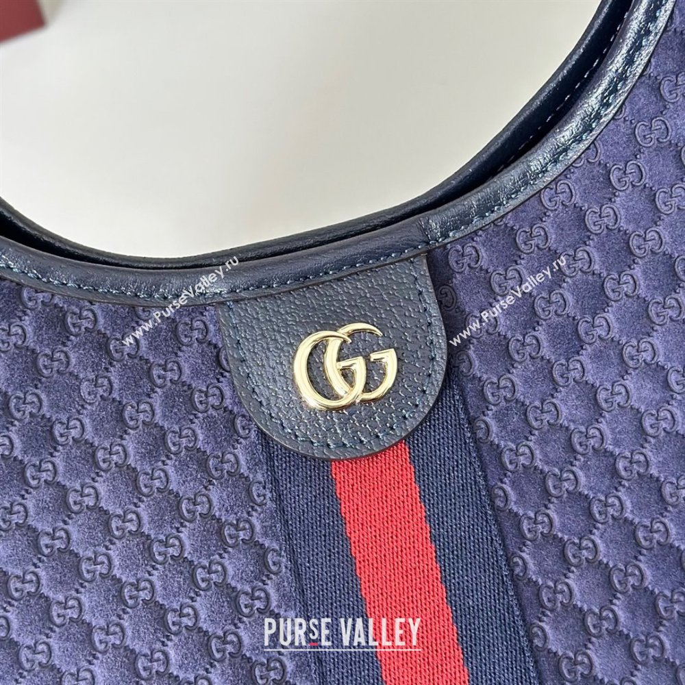 Gucci Giglio Large Tote Bag in GG Suede Navy Blue 853971 2025 (DLH-251124072)