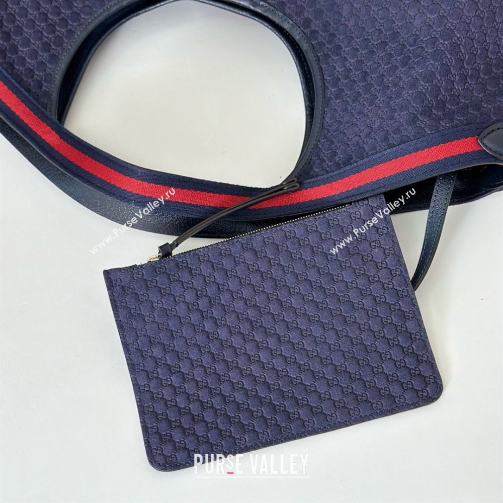Gucci Giglio Large Tote Bag in GG Suede Navy Blue 853971 2025 (DLH-251124072)