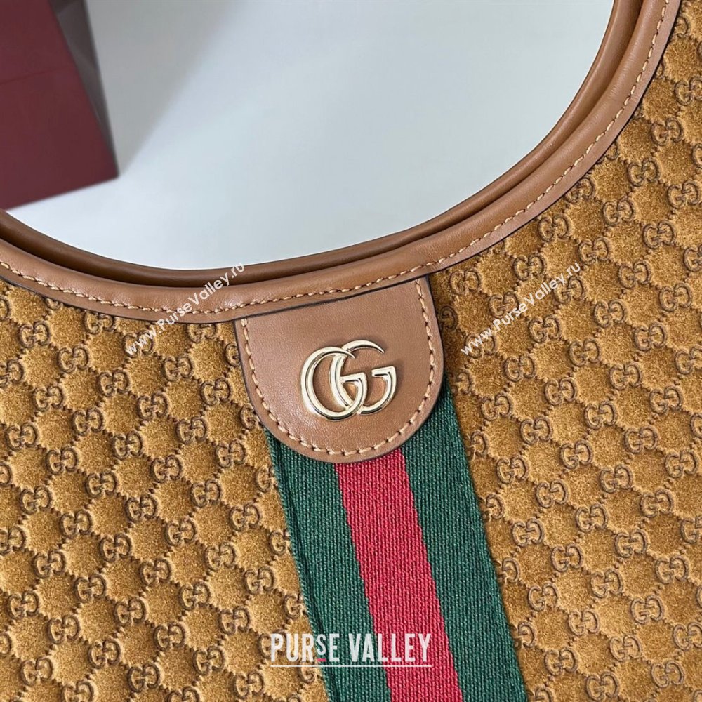 Gucci Giglio Large Tote Bag in GG Suede Brown 853971 2025 (DLH-251124073)