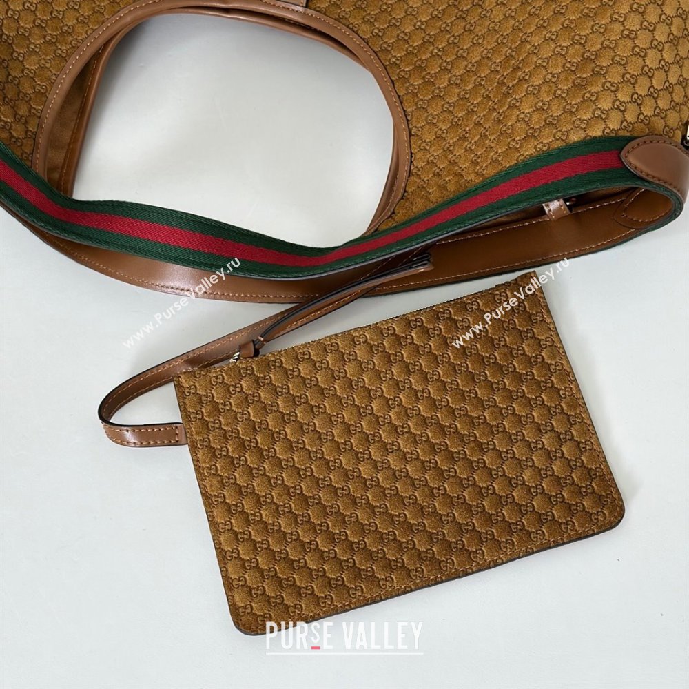 Gucci Giglio Large Tote Bag in GG Suede Brown 853971 2025 (DLH-251124073)