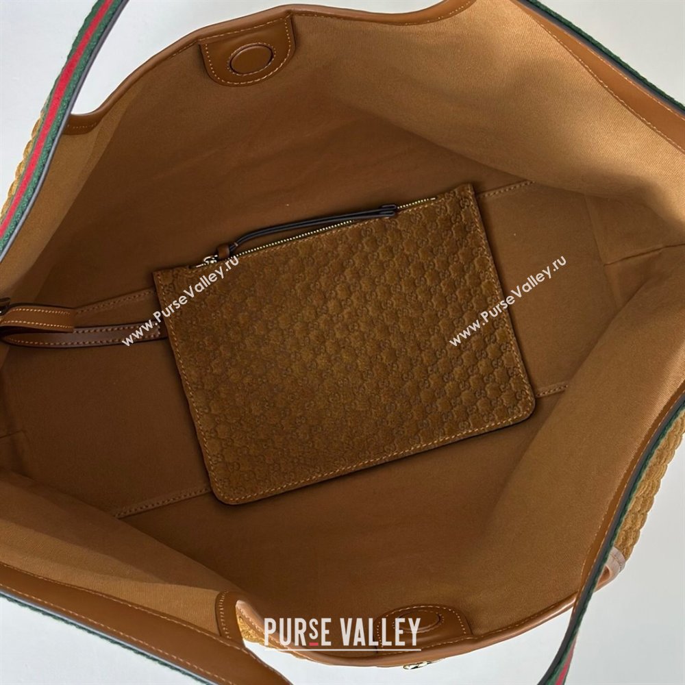 Gucci Giglio Large Tote Bag in GG Suede Brown 853971 2025 (DLH-251124073)