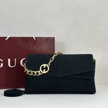 Gucci Large shoulder bag with chain in GG Suede Black 2026 857362 (DLH-260127097)