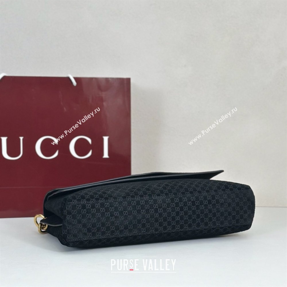 Gucci Large shoulder bag with chain in GG Suede Black 2026 857362 (DLH-260127097)