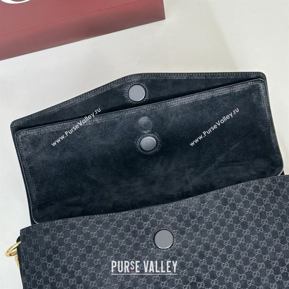 Gucci Large shoulder bag with chain in GG Suede Black 2026 857362 (DLH-260127097)