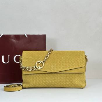 Gucci Large shoulder bag with chain in GG Suede Yellow 2026 857362 (DLH-260127098)