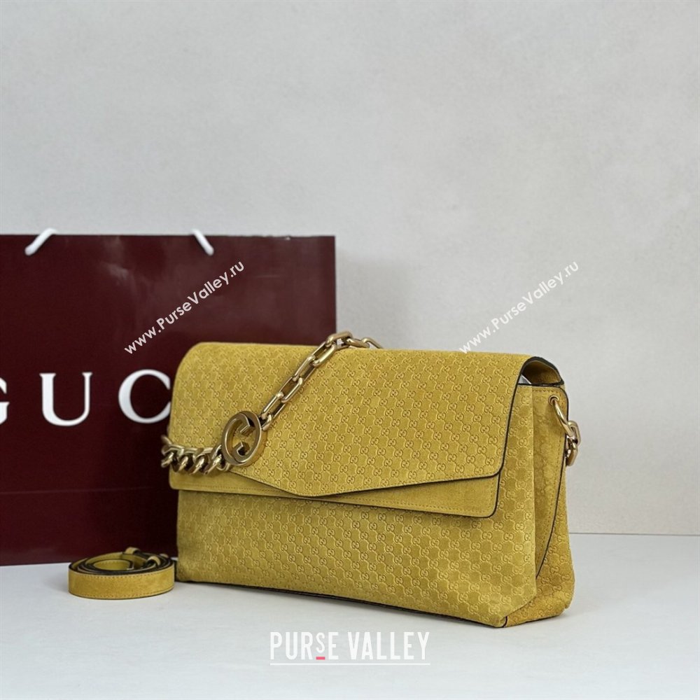 Gucci Large shoulder bag with chain in GG Suede Yellow 2026 857362 (DLH-260127098)