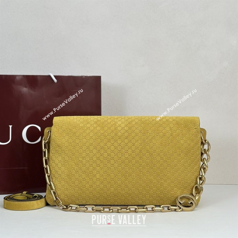 Gucci Large shoulder bag with chain in GG Suede Yellow 2026 857362 (DLH-260127098)