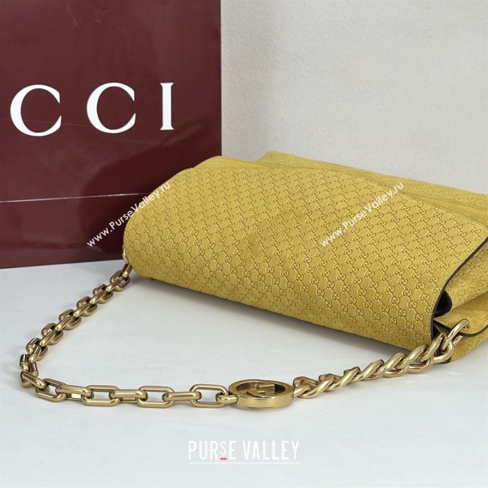 Gucci Large shoulder bag with chain in GG Suede Yellow 2026 857362 (DLH-260127098)