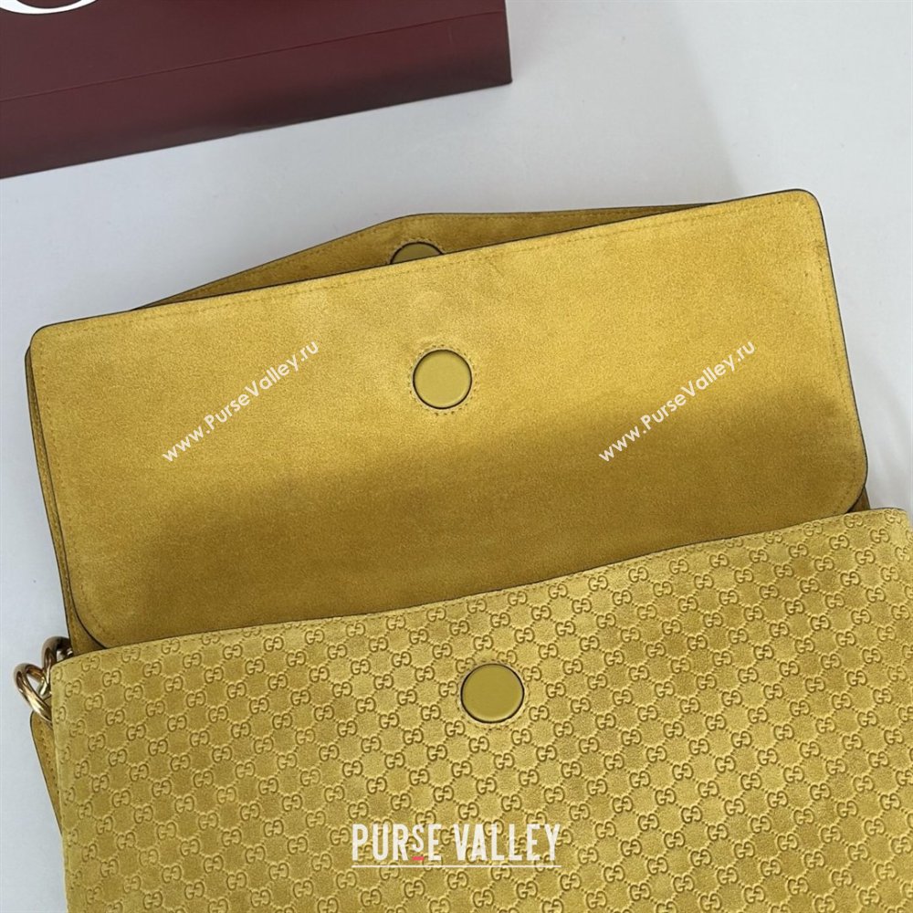 Gucci Large shoulder bag with chain in GG Suede Yellow 2026 857362 (DLH-260127098)