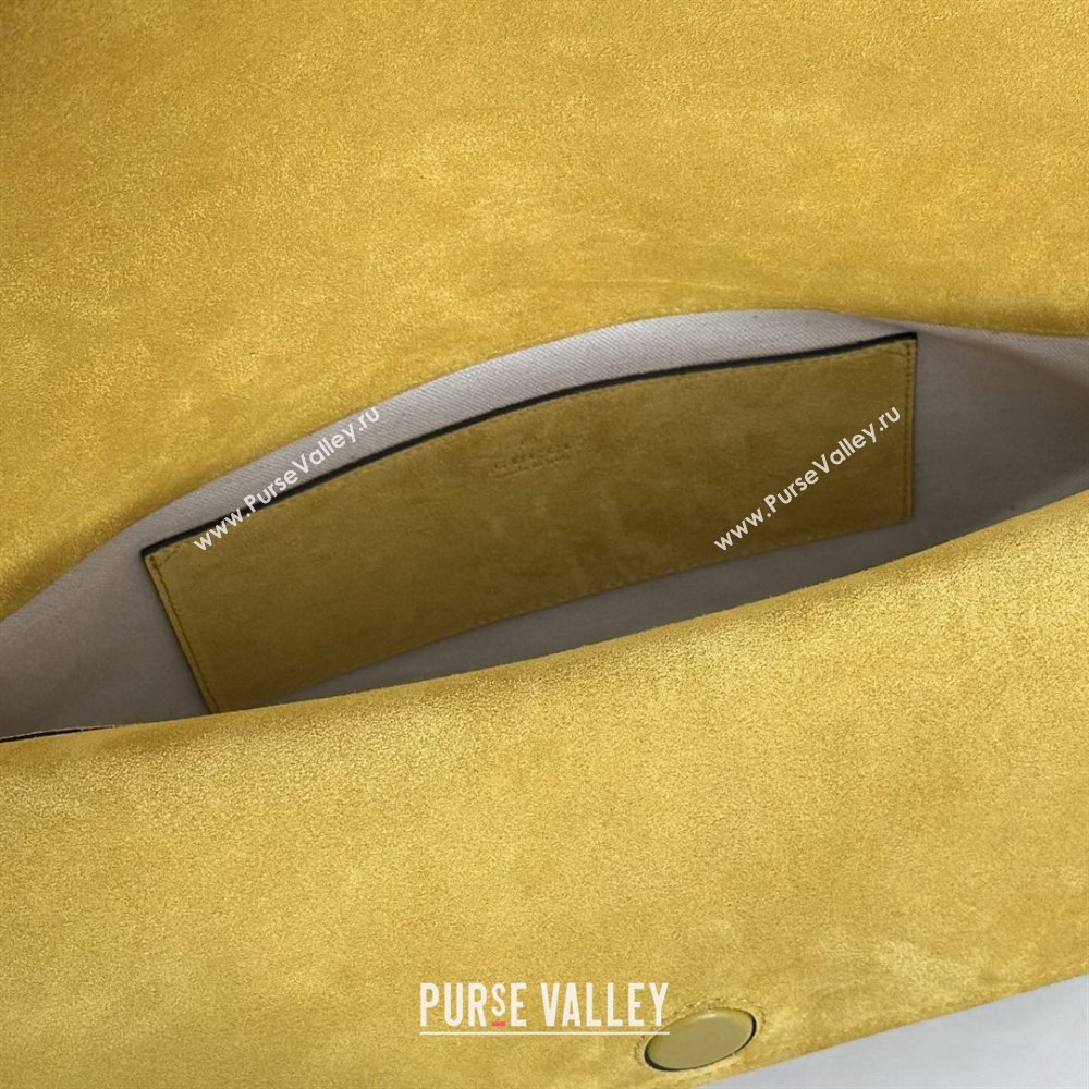 Gucci Large shoulder bag with chain in GG Suede Yellow 2026 857362 (DLH-260127098)