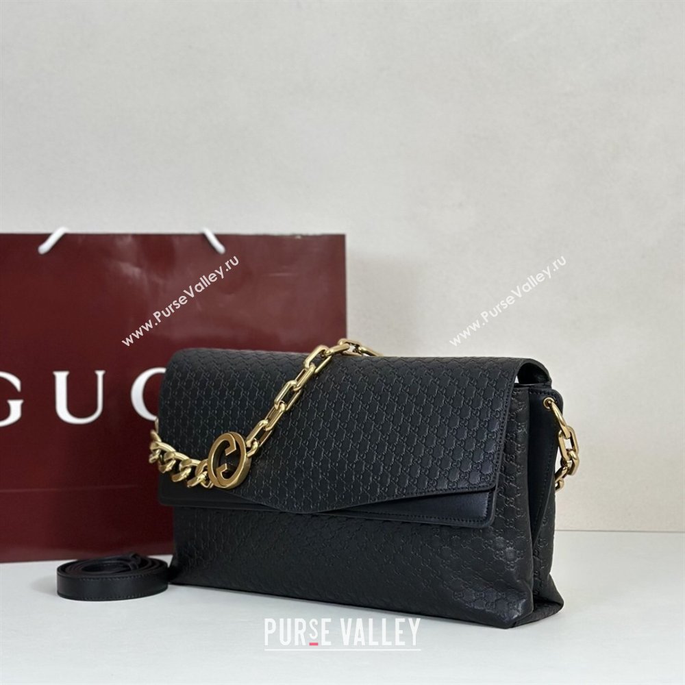 Gucci Large shoulder bag with chain in GG Leather Black 2026 857362 (DLH-260127099)
