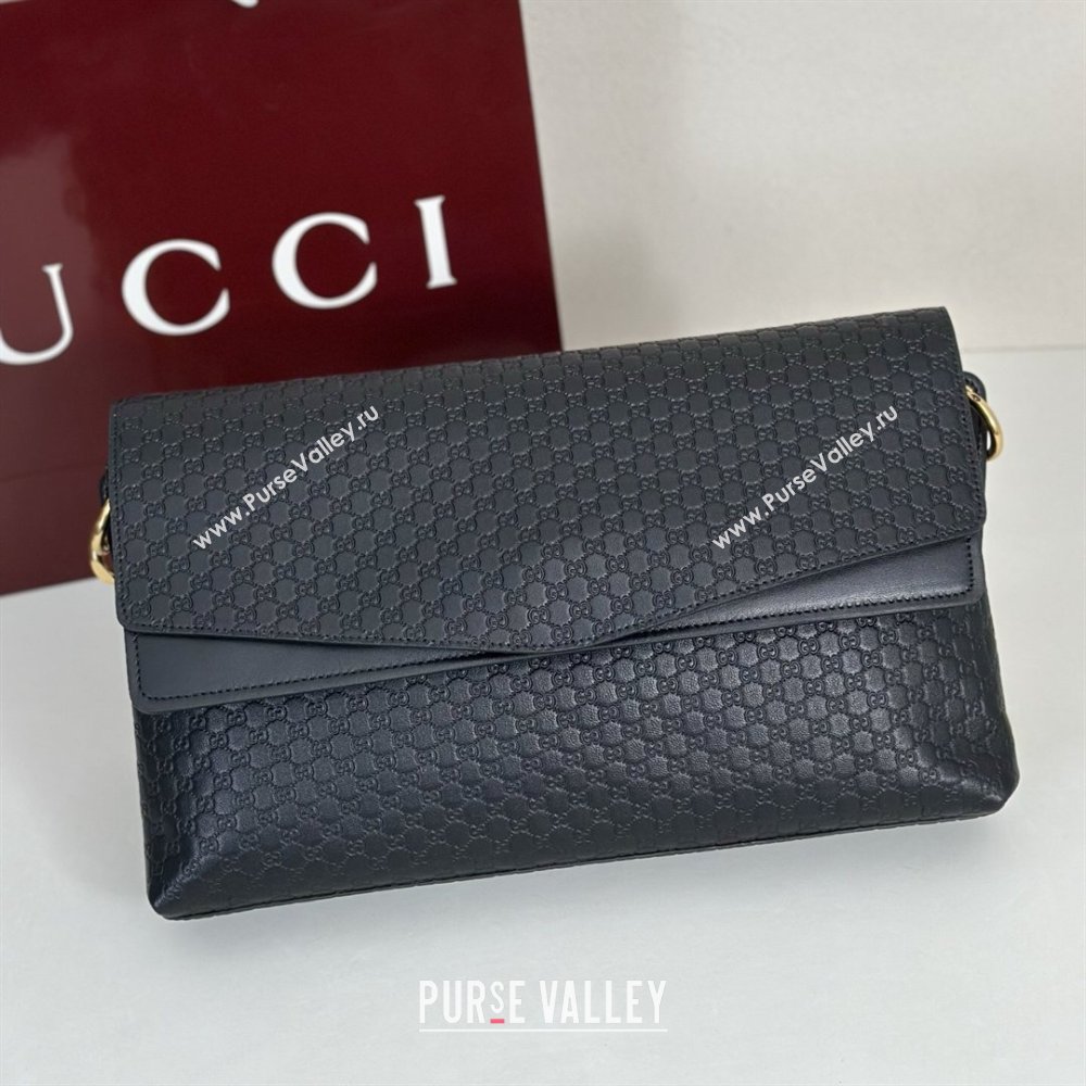 Gucci Large shoulder bag with chain in GG Leather Black 2026 857362 (DLH-260127099)