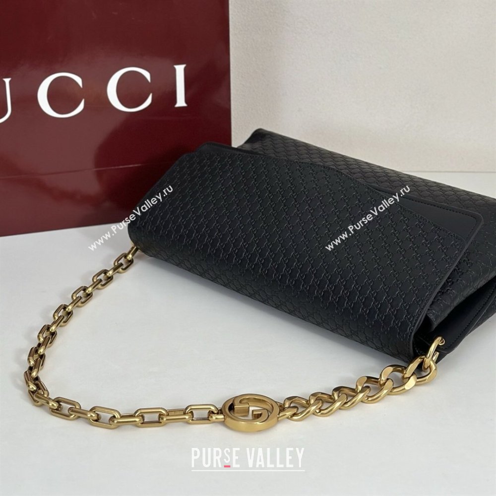 Gucci Large shoulder bag with chain in GG Leather Black 2026 857362 (DLH-260127099)