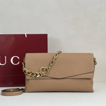 Gucci Large shoulder bag with chain in GG Leather Brown 2026 857362 (DLH-260127100)