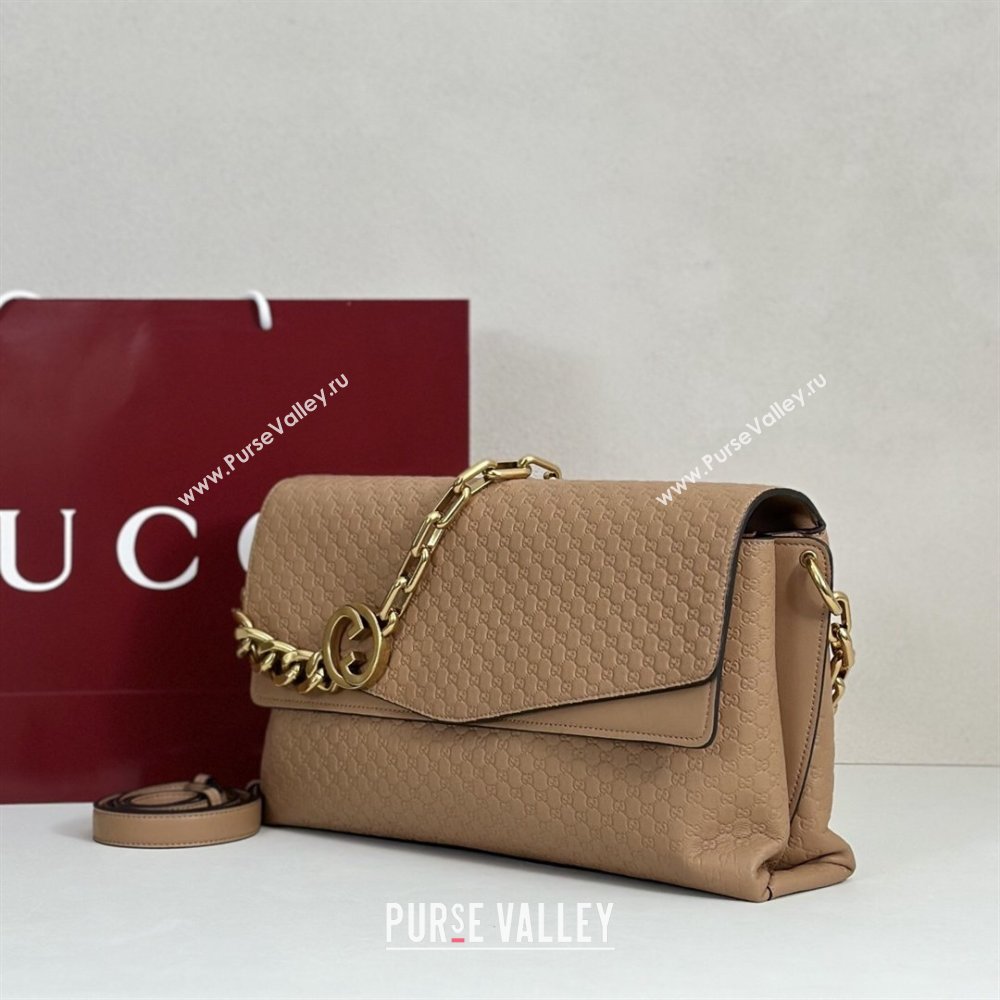 Gucci Large shoulder bag with chain in GG Leather Brown 2026 857362 (DLH-260127100)