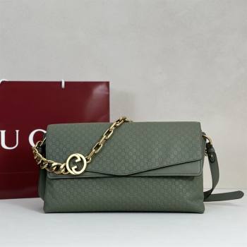 Gucci Large shoulder bag with chain in GG Leather Sage Green 2026 857362 (DLH-260127101)