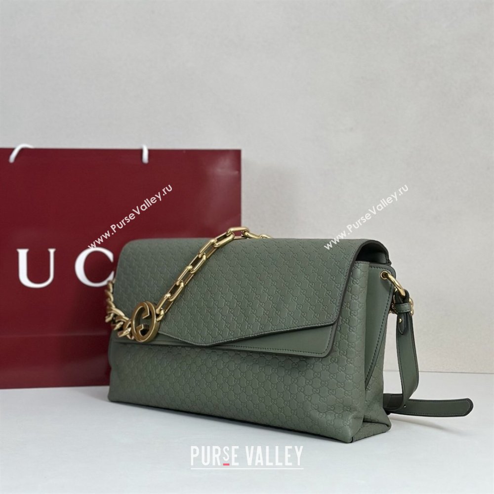 Gucci Large shoulder bag with chain in GG Leather Sage Green 2026 857362 (DLH-260127101)